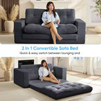 Mjkone Divano Letto Futon Convertibile 2-in-1 da 180 cm, in Tessuto a Coste, Pieghevole con Bottoni Trapuntati, Salvaspazio