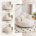 Pouf Divano per Adulti e Bambini, Poltrona Sacco Oversize in Corduroy con 3 Cuscini e Braccioli per Soggiorno e Camera da Letto