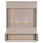 Letto a scomparsa matrimoniale con divano, letto a scomparsa matrimoniale in legno con luce a LED, letto a scomparsa pieghevole per camera degli ospiti, beige