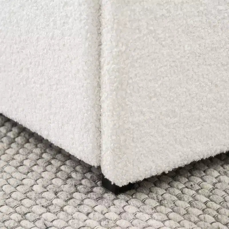 Letto matrimoniale moderno imbottito in bouclé con cassetti contenitori