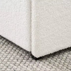 Letto matrimoniale moderno imbottito in bouclé con cassetti contenitori