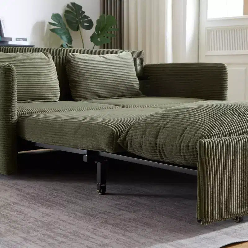 Divano letto convertibile 3-in-1 in velluto a coste da 64,5 pollici con letto estraibile