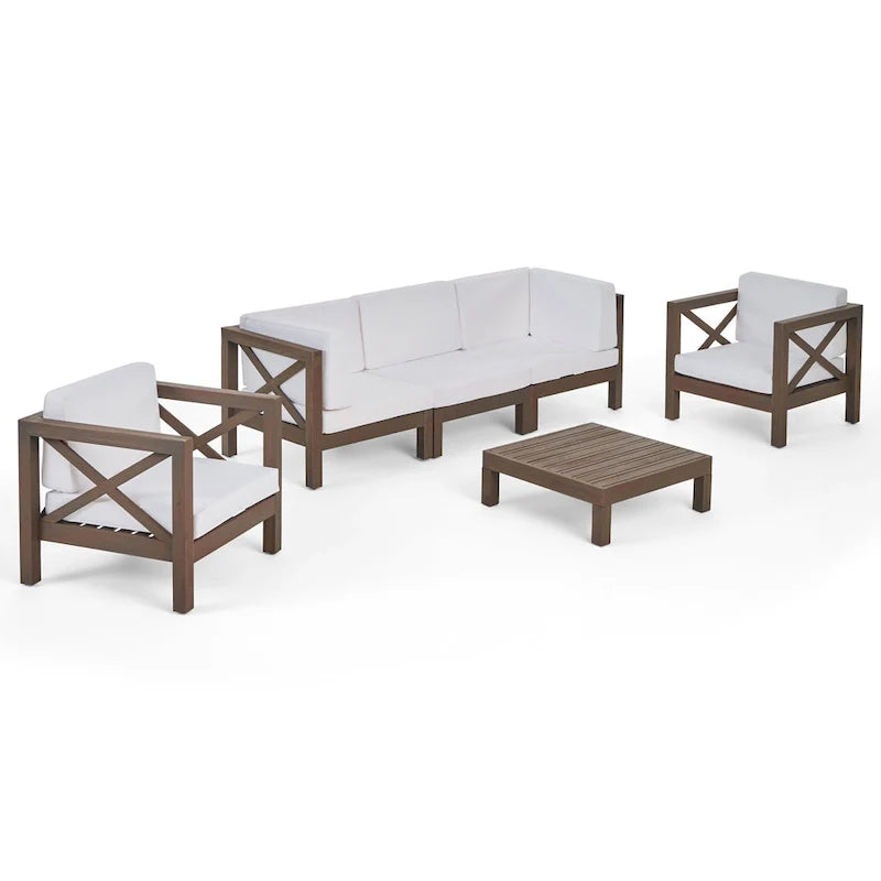 Set da conversazione Brava da 6 pezzi per esterni in legno di acacia di Christopher Knight Home