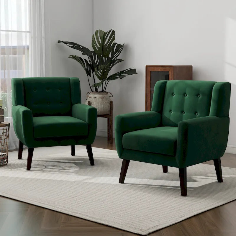 Set di 2 Poltrone Accent in Velluto per Soggiorno, Poltrona Imbottita