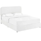Letto matrimoniale moderno imbottito in bouclé con cassetti contenitori