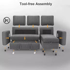 Dyonery Divano Letto Angolare 81, Divano Estraibile a L con Chaise Longue Reversibile con Contenitore, USB, Schienale Reclinabile