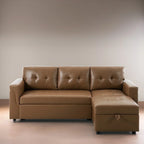 Divano componibile convertibile reversibile con letto estraibile, chaise longue con contenitore nascosto e gambe durevoli