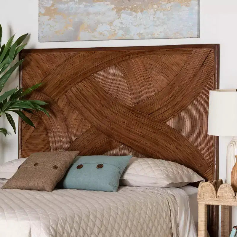 Testiera Indipendente in Rattan Elettra bali & pari King: Realizzata a Mano, Nessun Montaggio, Design Bohémien