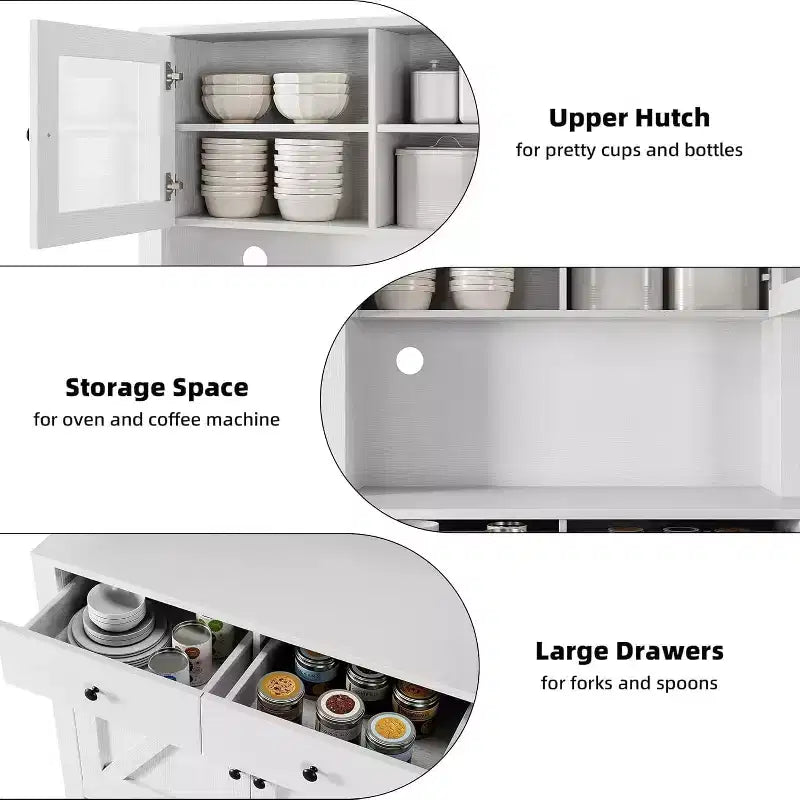 Dispensa da cucina con supporto per microonde, Armadio credenza con buffet e ripiani regolabili, per cucina, sala da pranzo