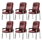 Sedia da ufficio HomeyFad moderna in pelle e metallo a 4 gambe con braccioli