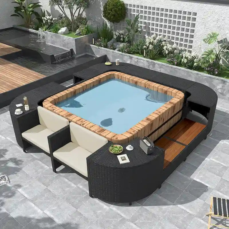 Cornice per Spa, Struttura per Spa Quadrilatera, Divano Sezionale da Esterno in Rattan