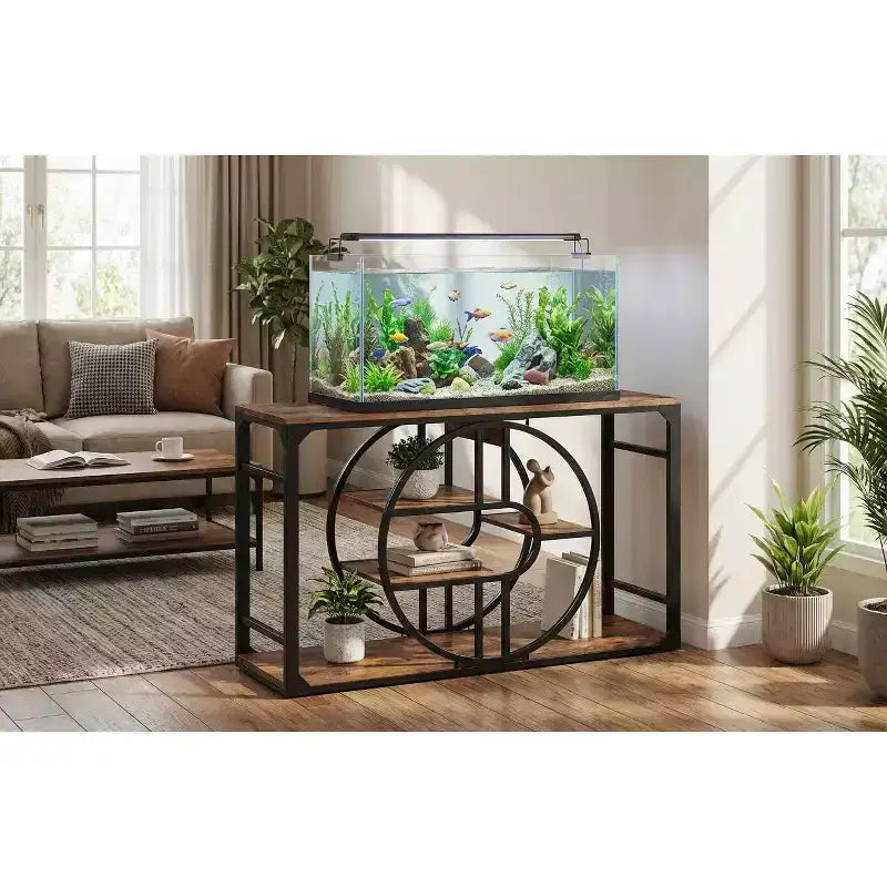 Mobile per Acquario in Metallo da 208-284 Litri, Supporto per Acquario Resistente con Armadietto, Mobile per Acquario a Più Livelli con Gambe Rinforzate, Adatto