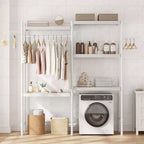 Scaffale sopra la lavatrice, scaffale per asciugatrice a 5 ripiani con altezza regolabile, scaffale da bagno, mobiletto salvaspazio per bagno e lavanderia