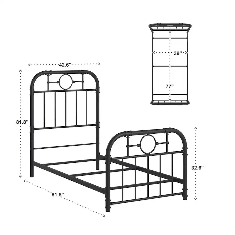 Letto matrimoniale in metallo nero