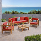 Set da conversazione Brava da 6 pezzi per esterni in legno di acacia di Christopher Knight Home