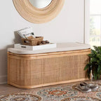 Panca contenitore Bali & Pari Ishana in rattan naturale naturale/bianco: Poliestere imbottito, Struttura in compensato, Nessun montaggio richiesto