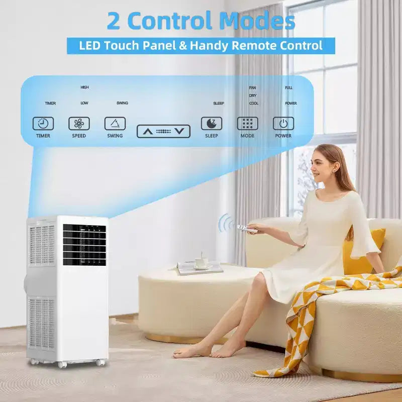 Condizionatore portatile da 8.000 BTU - 3 in 1 Raffreddamento, Deumidificatore e Ventilatore per 32 mq con Modalità Notte e 1 Anno di Garanzia