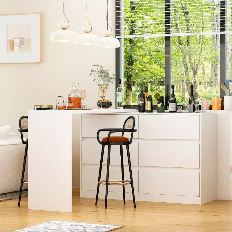 Credenza da buffet intelligente girevole/allungabile con 6 cassetti, piano d'appoggio esteso, tappetino antiscivolo, tavolo da pranzo girevole, isola per cucina/dispensa