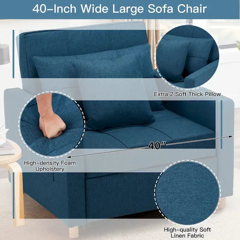 Poltrona Letto Trasformabile Regolabile, 3-in-1, Diversi Colori, Adatta a 1 Persona