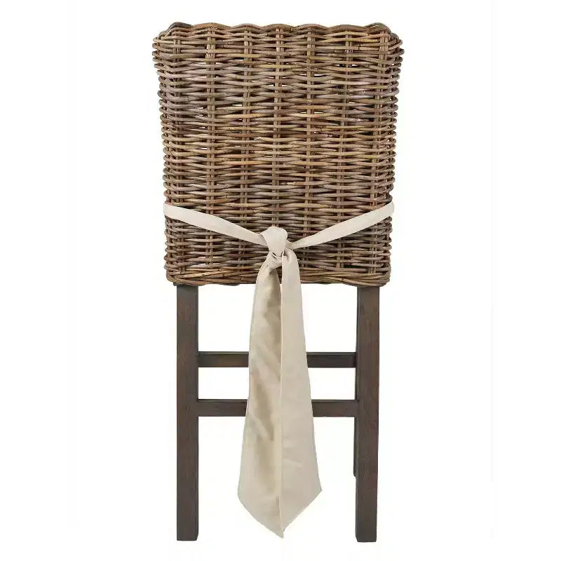 24" Duvall Rattan Counter Height Barstool Brown - East At Main: Teakwood Legs, No Assembly Required