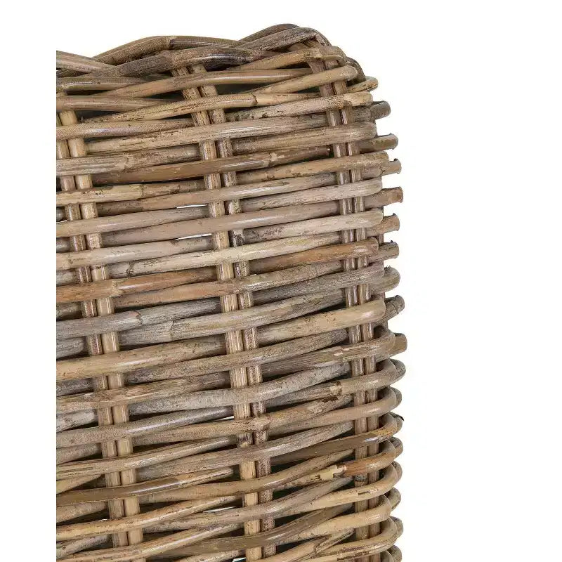 24" Duvall Rattan Counter Height Barstool Brown - East At Main: Teakwood Legs, No Assembly Required