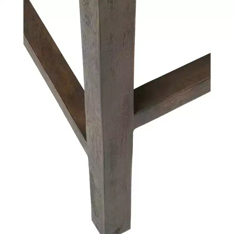 24" Duvall Rattan Counter Height Barstool Brown - East At Main: Teakwood Legs, No Assembly Required