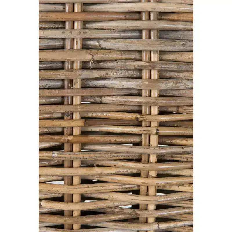 24" Duvall Rattan Counter Height Barstool Brown - East At Main: Teakwood Legs, No Assembly Required