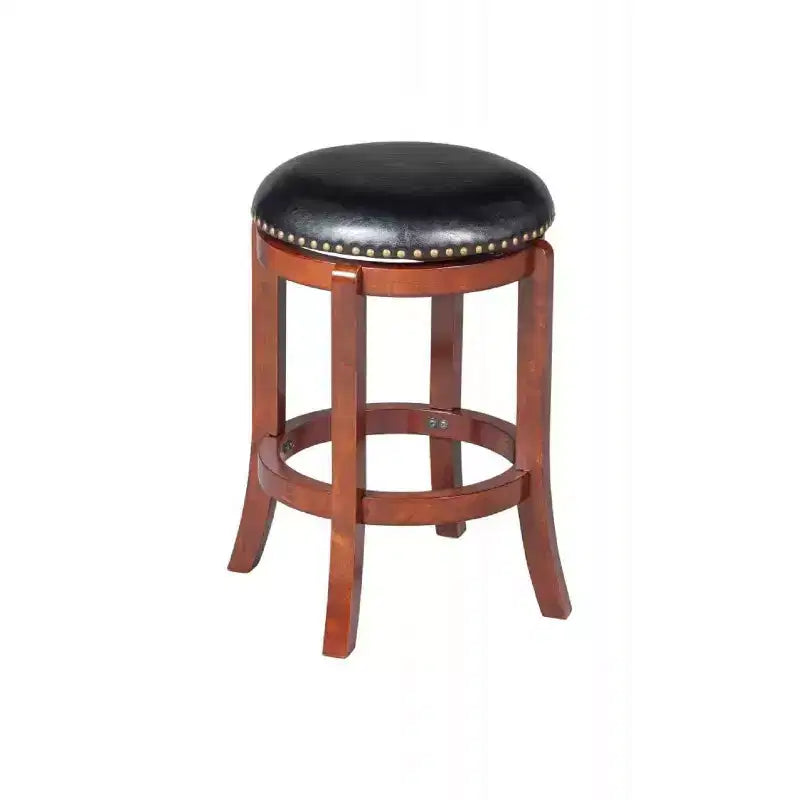 Cordova 24" Counter Height Barstool Cherry - Boraam: Swivel, Backless, Faux Leather, Wood Legs