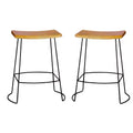 Carolina Living Set of 2 24" Portia Saddle Seat Counter Height Barstools Natural/Black: Mango Wood, Metal Legs