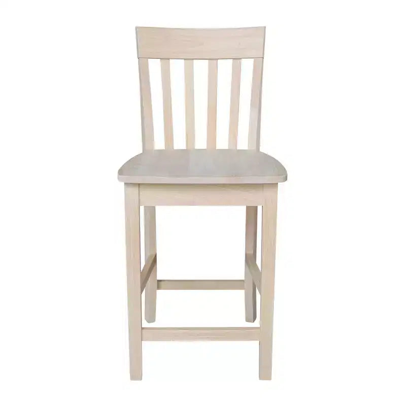 24" Slatback Counter Height Barstool Unfinished - International Concepts: Solid Wood, Square Seat