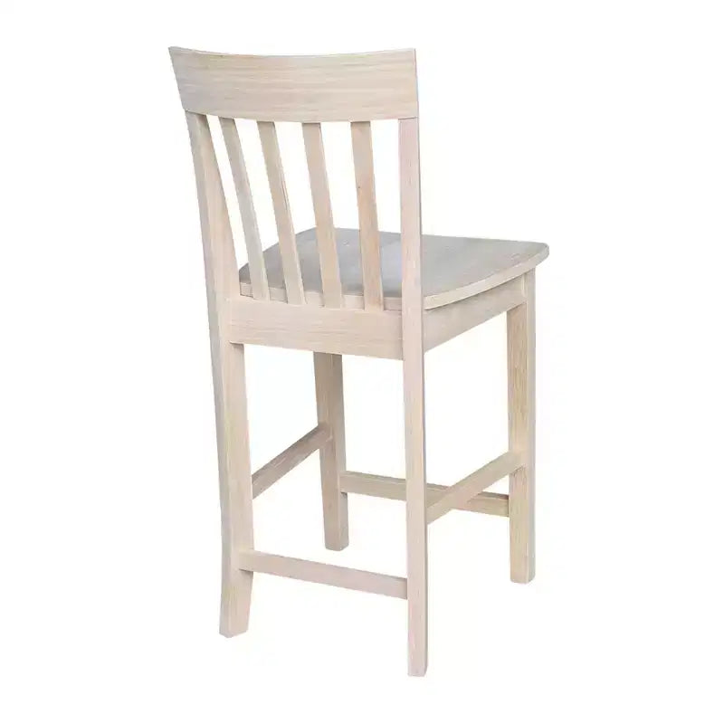 24" Slatback Counter Height Barstool Unfinished - International Concepts: Solid Wood, Square Seat