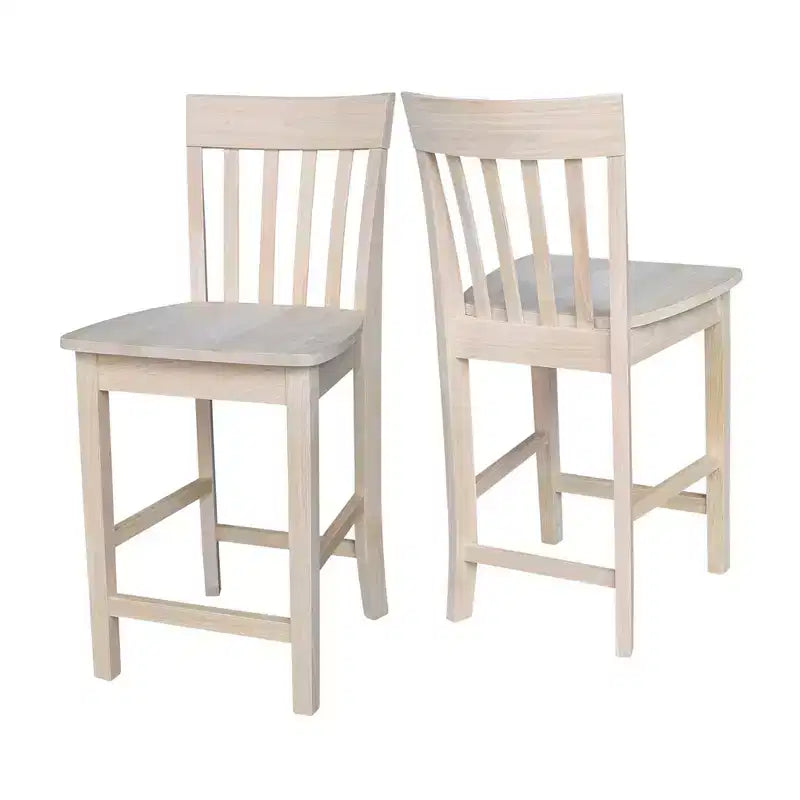 24" Slatback Counter Height Barstool Unfinished - International Concepts: Solid Wood, Square Seat