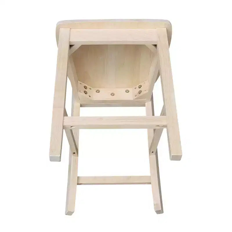 24" Slatback Counter Height Barstool Unfinished - International Concepts: Solid Wood, Square Seat