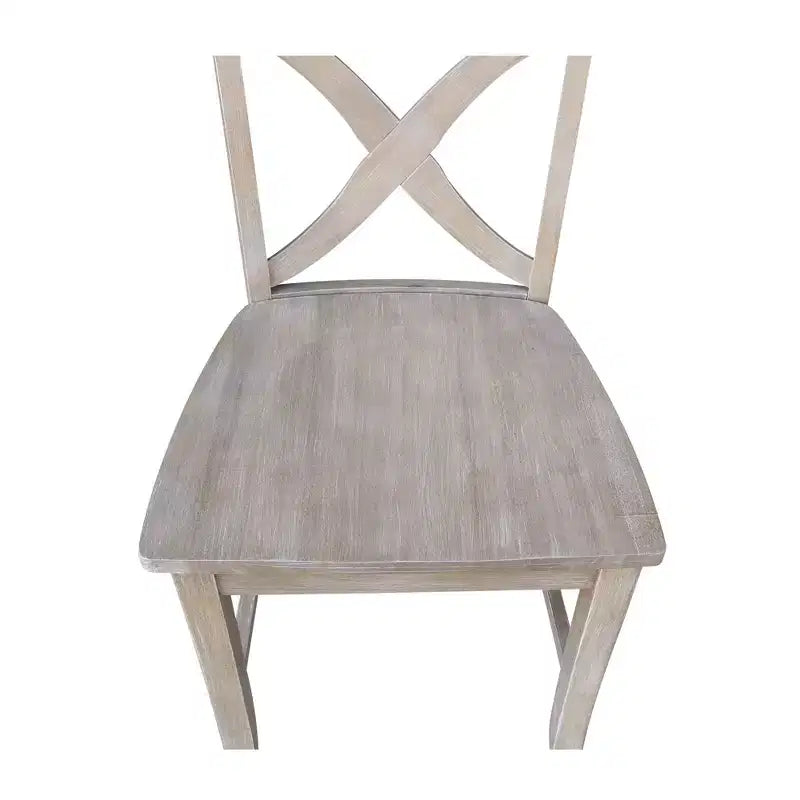 Tabouret de bar hauteur comptoir Vinyard 24 po gris délavé/taupe - International Concepts : bois massif, dossier en X