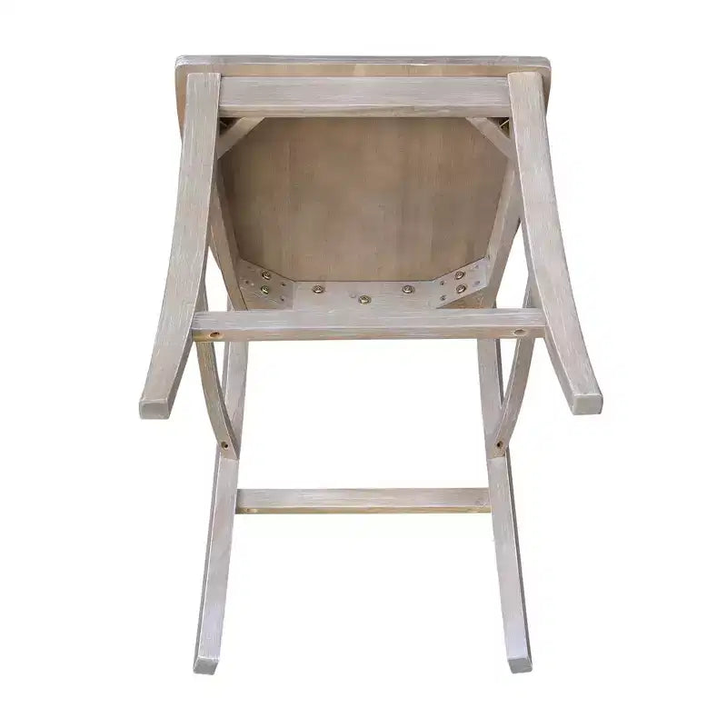 Tabouret de bar hauteur comptoir Vinyard 24 po gris délavé/taupe - International Concepts : bois massif, dossier en X
