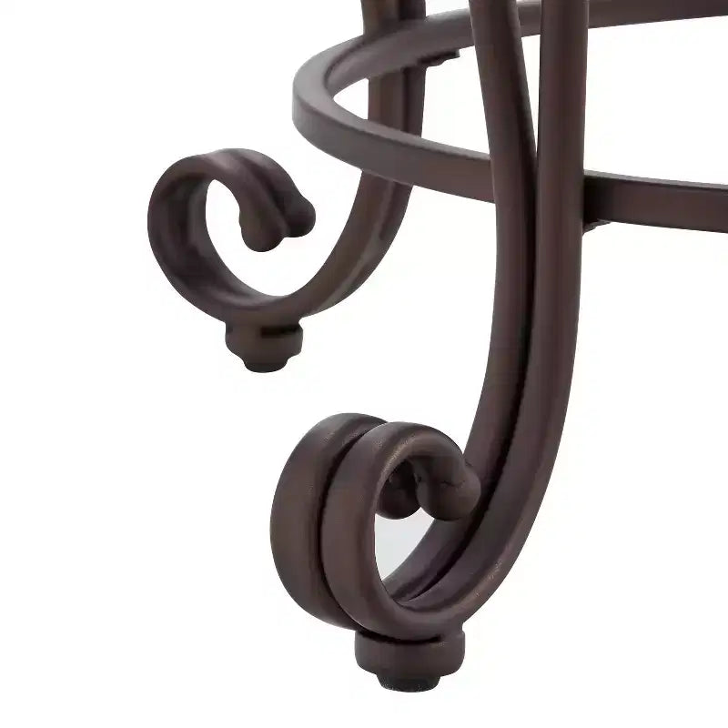 24" Genna Back Bar Faux Leather Swivel Seat Counter Height Barstool Brown - Linon: Bronze Metal, Padded