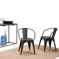 WyndenHall Set of 2 Elisse Metal Dining Armchairs Distressed Black/Silver: Industrial Style, Metal Frame