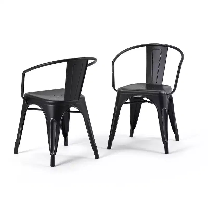Lot de 2 chaises de salle à manger avec accoudoirs en métal Elisse WyndenHall, noir vieilli/argenté : Style industriel, structure en métal