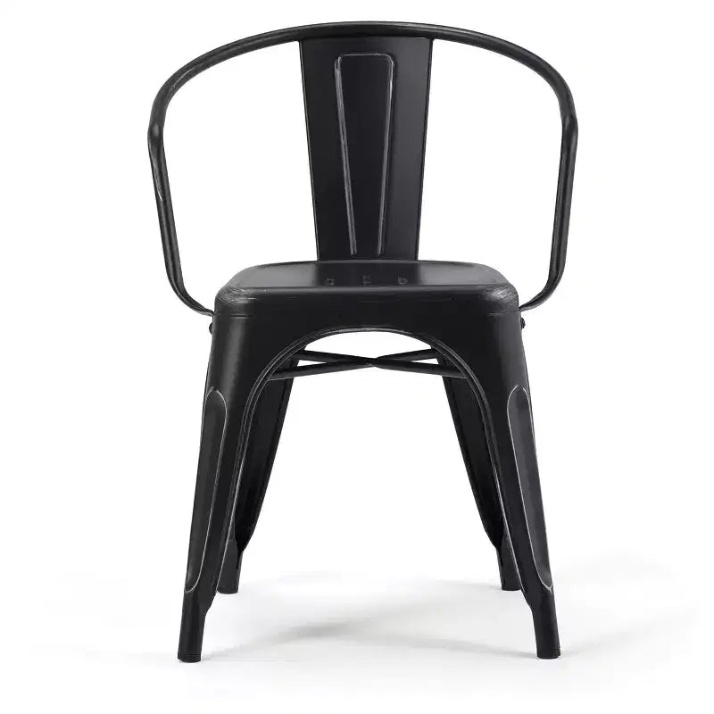 Lot de 2 chaises de salle à manger avec accoudoirs en métal Elisse WyndenHall, noir vieilli/argenté : Style industriel, structure en métal