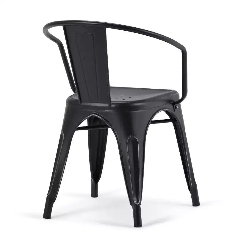 Lot de 2 chaises de salle à manger avec accoudoirs en métal Elisse WyndenHall, noir vieilli/argenté : Style industriel, structure en métal
