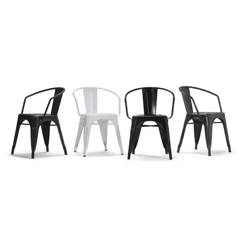 Lot de 2 chaises de salle à manger avec accoudoirs en métal Elisse WyndenHall, noir vieilli/argenté : Style industriel, structure en métal