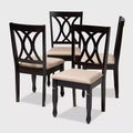 Set of 4 Reneau Finished Wood Dining Chairs Brown - Baxton Studio: Rubberwood Frame, Polyester Seat, Foam Padding