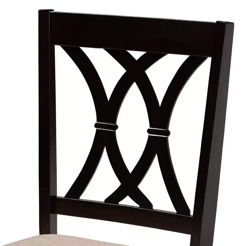 Lot de 4 chaises de salle à manger Reneau en bois finition marron - Baxton Studio : Structure en hévéa, assise en polyester, rembourrage en mousse