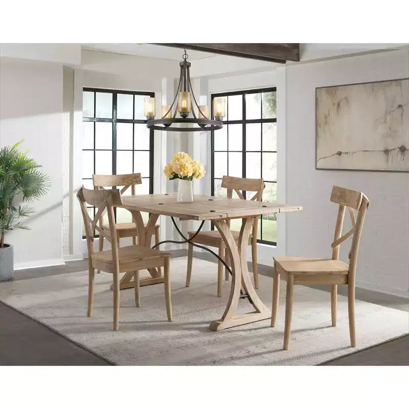 2pc Keaton X Back Wooden Side Chair Set Beach - Picket House Furnishings: Mid-Century Modern, Solid Wood Frame