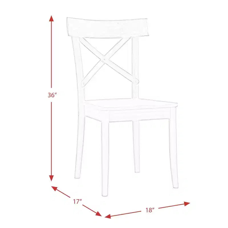 Lot de 2 chaises d'appoint en bois à dossier en X Keaton Beach - Picket House Furnishings : Modernes du milieu du siècle, structure en bois massif