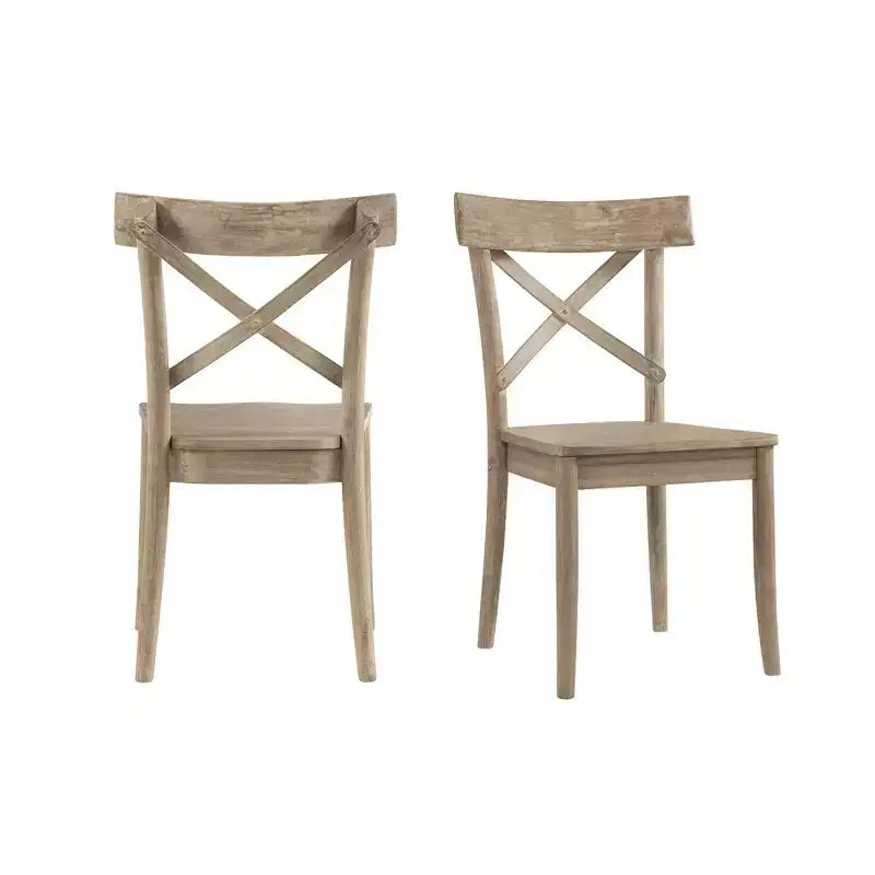 Lot de 2 chaises d'appoint en bois à dossier en X Keaton Beach - Picket House Furnishings : Modernes du milieu du siècle, structure en bois massif
