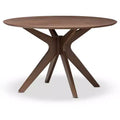 Monte Mid-Century Modern Wood Finish 47-Inch Round Dining Table - "Walnut" Brown - Baxton Studio