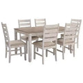 Signature Design by Ashley Set of 7 Skempton Dining Room Table Set Light Brown: Modern 6-Seater Rectangle Non-Extension