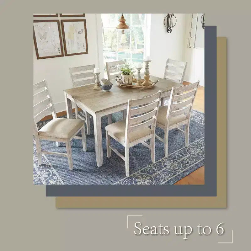 Signature Design by Ashley Ensemble de table de salle à manger Skempton, 7 pièces, brun clair : table rectangulaire moderne, 6 places, non extensible