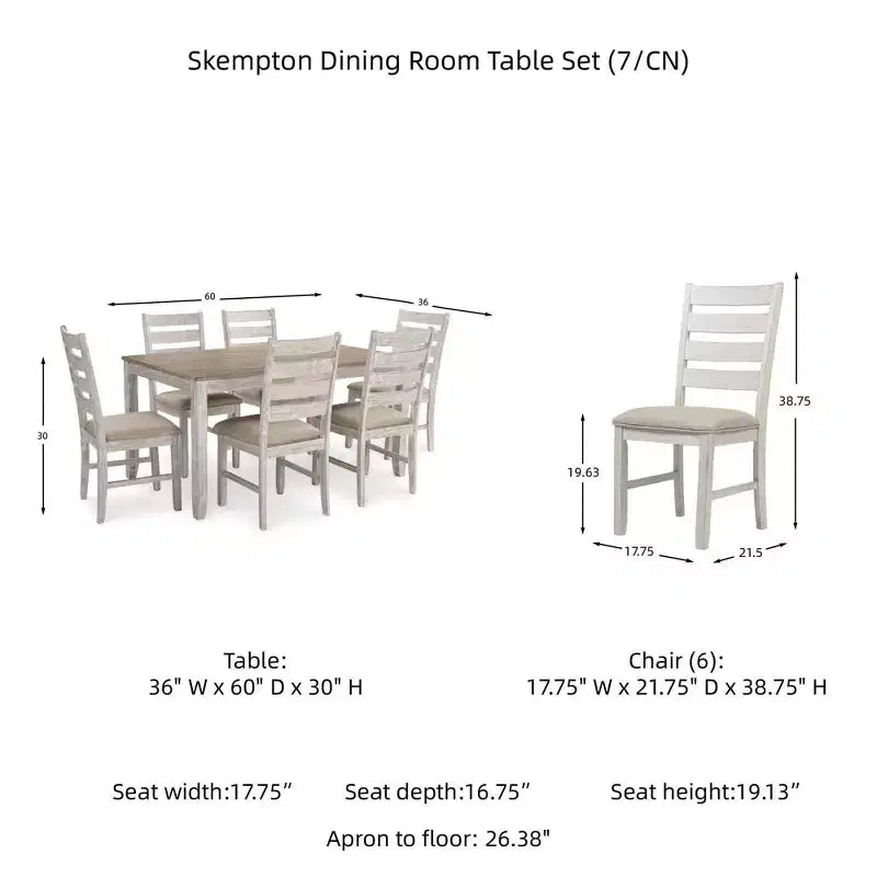 Signature Design by Ashley Ensemble de table de salle à manger Skempton, 7 pièces, brun clair : table rectangulaire moderne, 6 places, non extensible